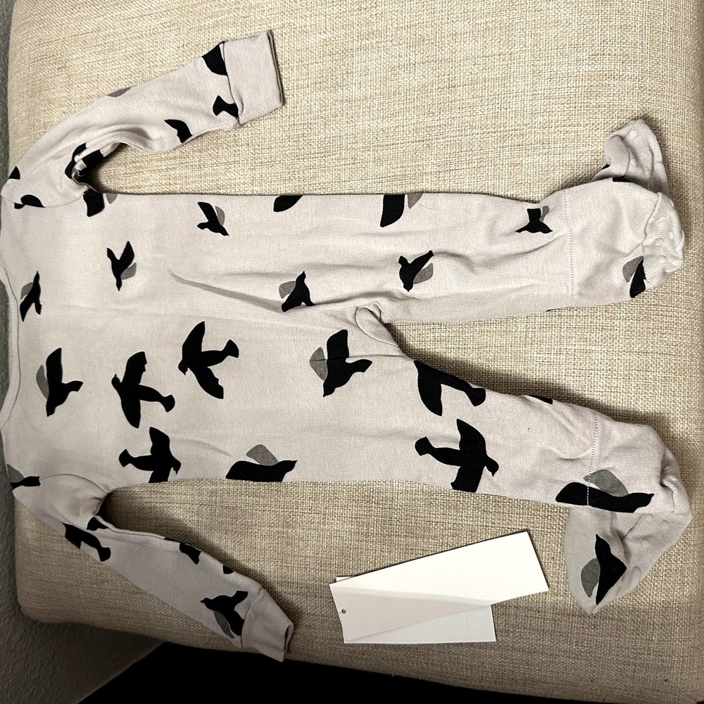 NEW Leveret Infant Baby Long Sleeve Bird Gray Footed Pajamas Size 0-3 Months - Picture 4 of 6